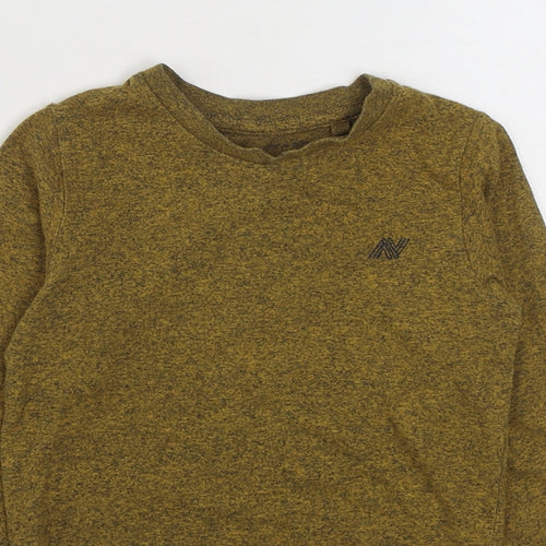 NEXT Boys Yellow  Cotton Basic T-Shirt Size 3 Years Round Neck Pullover