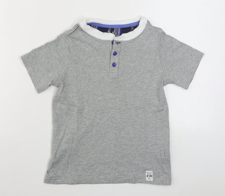Marks and Spencer Boys Grey  100% Cotton Basic T-Shirt Size 9-10 Years Round Neck Pullover