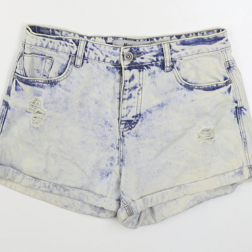 New Look Womens Blue  Cotton Hot Pants Shorts Size 12  Regular Zip