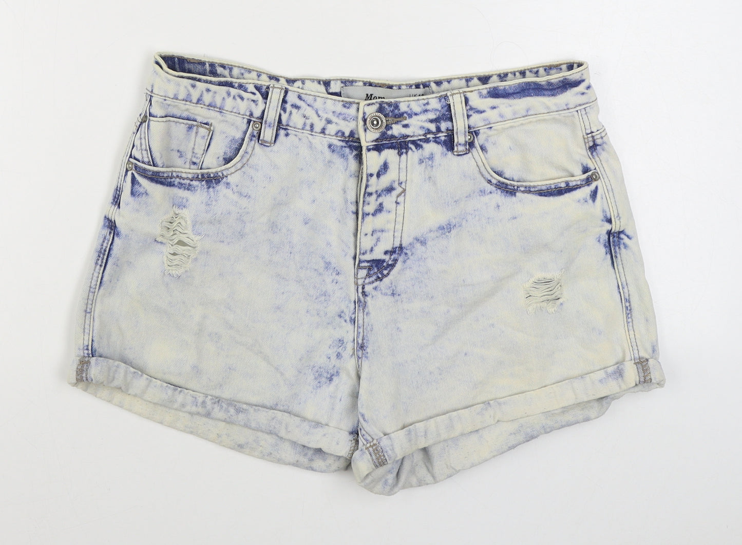 New Look Womens Blue  Cotton Hot Pants Shorts Size 12  Regular Zip