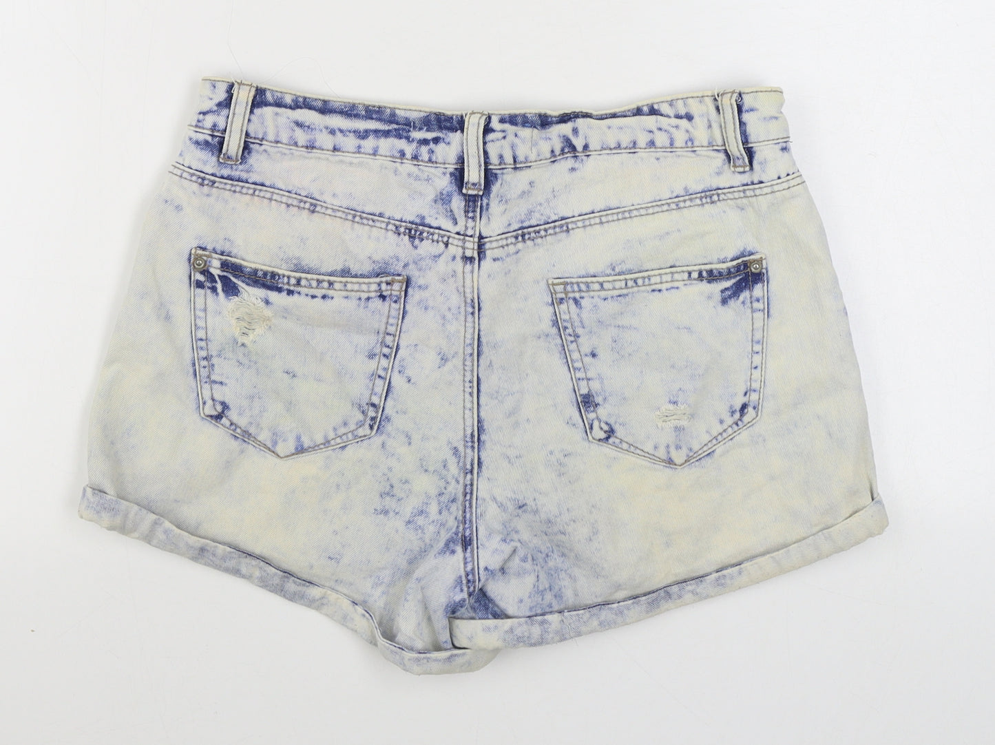 New Look Womens Blue  Cotton Hot Pants Shorts Size 12  Regular Zip