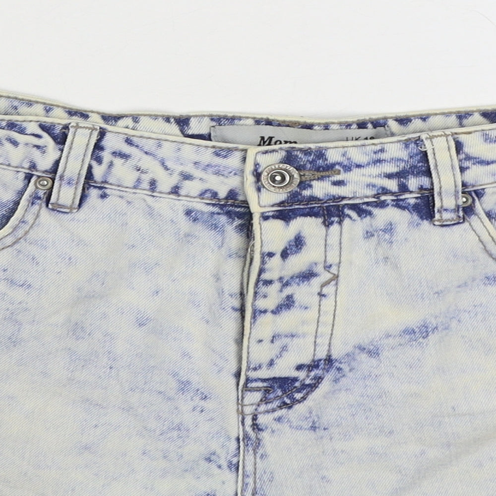 New Look Womens Blue  Cotton Hot Pants Shorts Size 12  Regular Zip