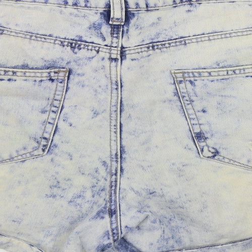 New Look Womens Blue  Cotton Hot Pants Shorts Size 12  Regular Zip