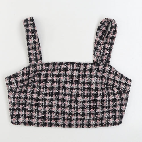 Primark Womens Pink Houndstooth Polyester Cropped Tank Size 12 Square Neck