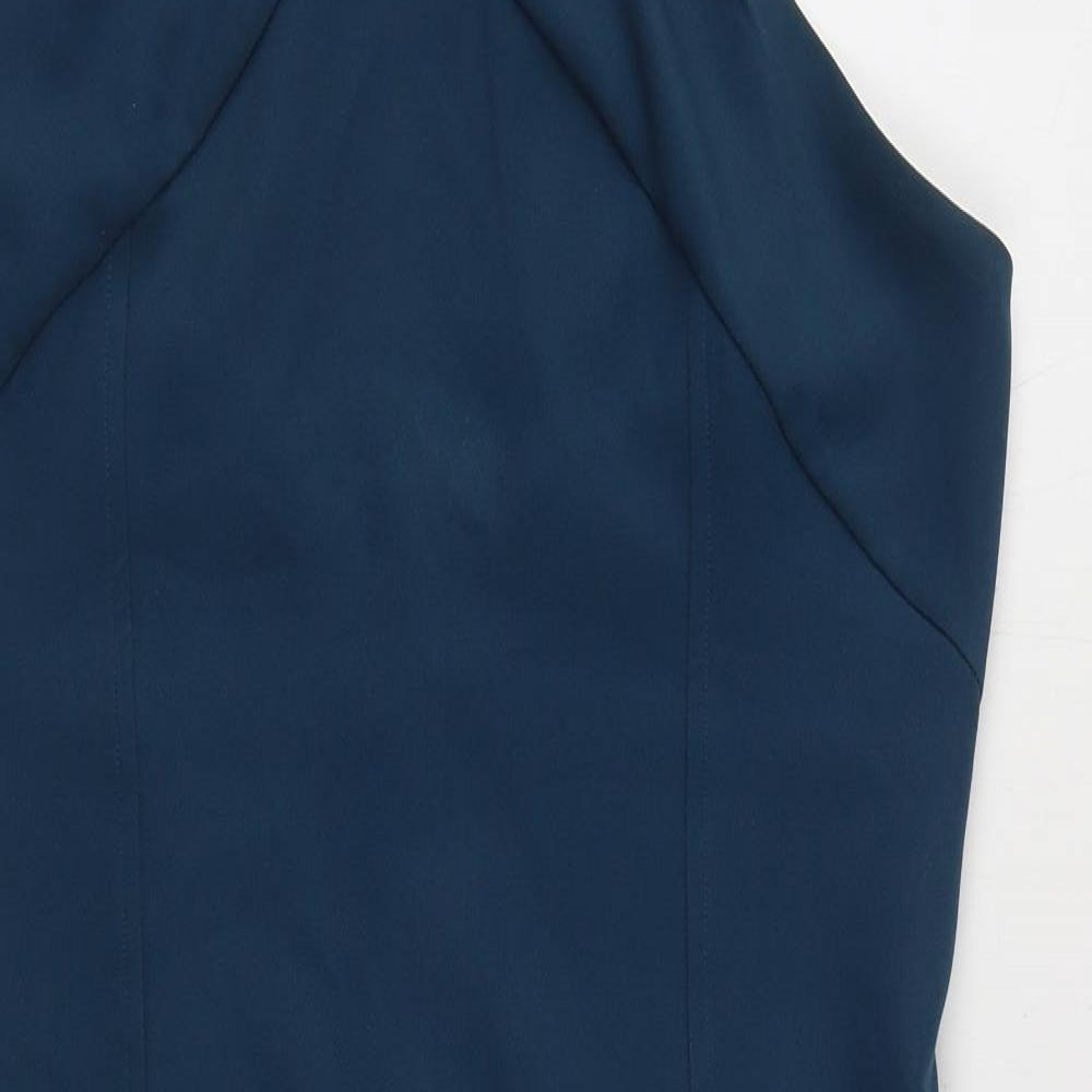 Lipsy Womens Blue  Polyester Bodycon  Size 16  Halter Zip