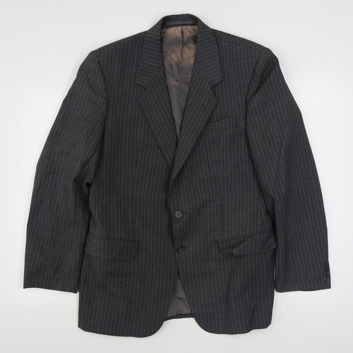 C&A  Mens Grey Striped Wool Jacket Suit Jacket Size 40