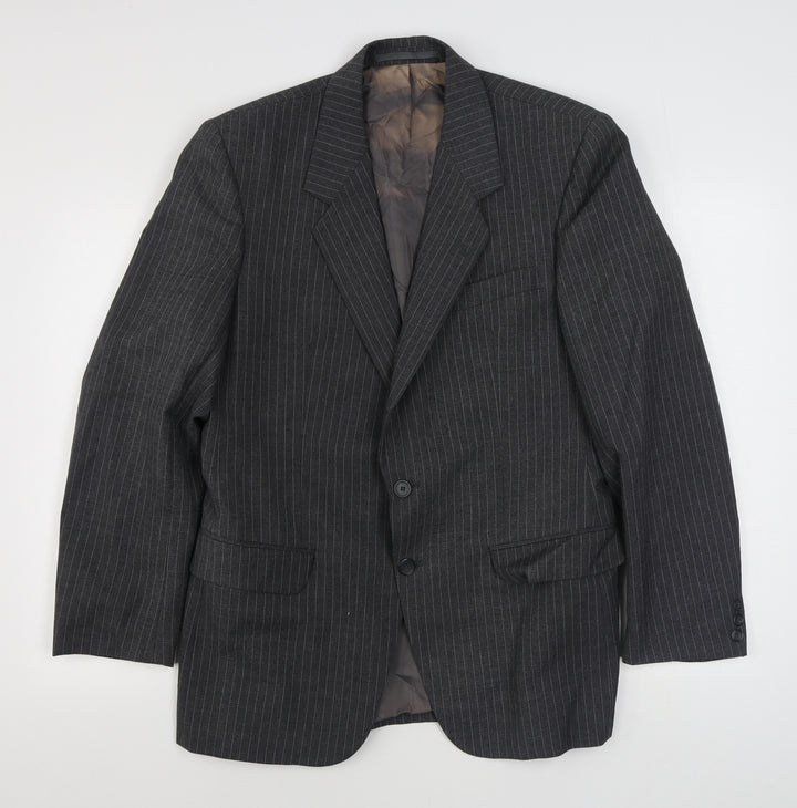 C&A  Mens Grey Striped Wool Jacket Suit Jacket Size 40