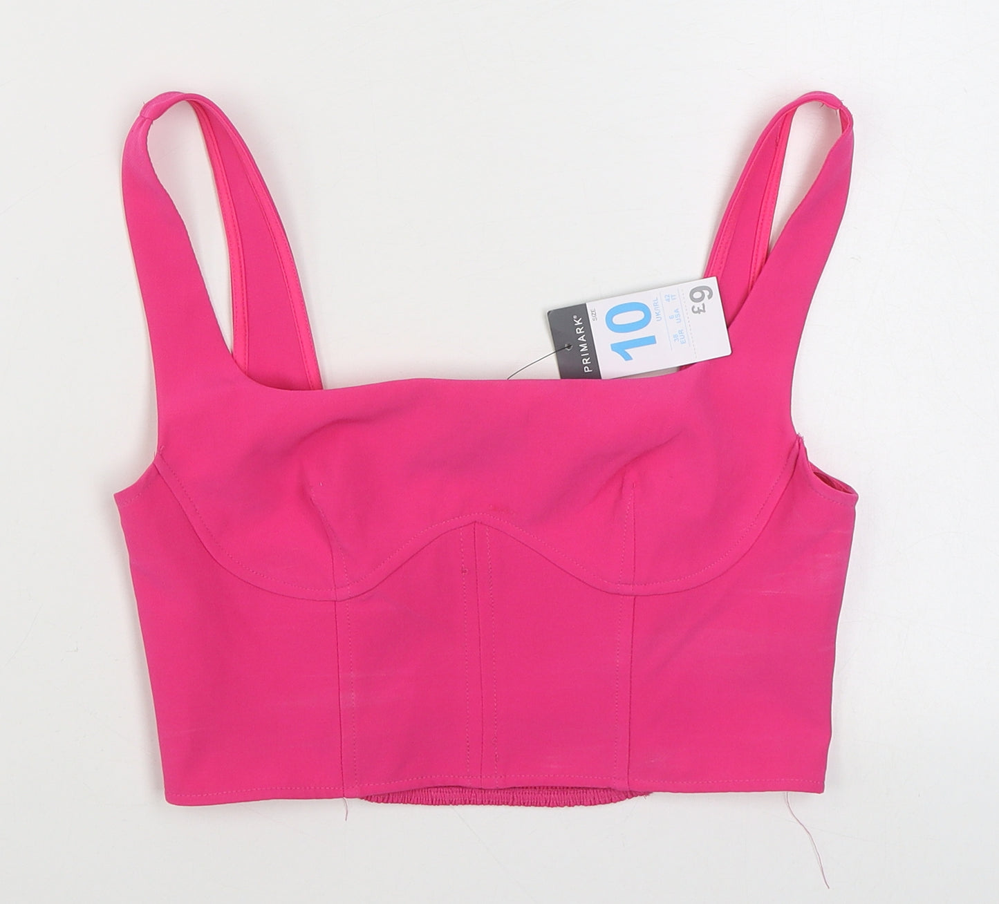 Primark Womens Pink  Polyester Cropped Tank Size 10 Square Neck