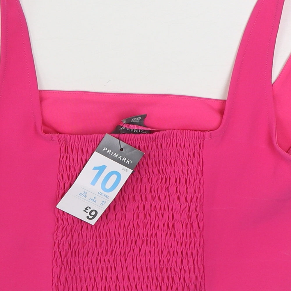 Primark Womens Pink  Polyester Cropped Tank Size 10 Square Neck