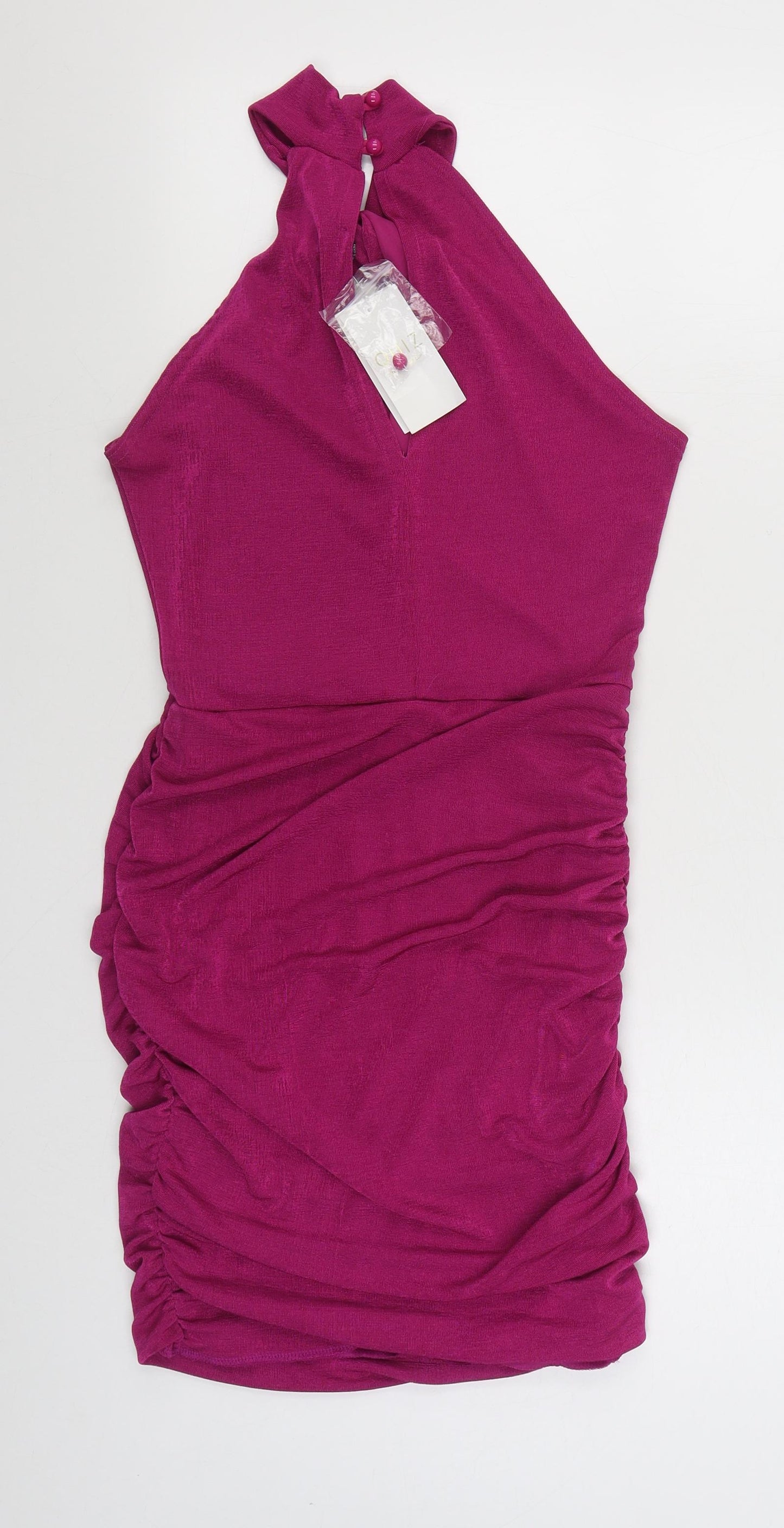 Quiz Womens Purple  Polyester Bodycon  Size S  Halter Button
