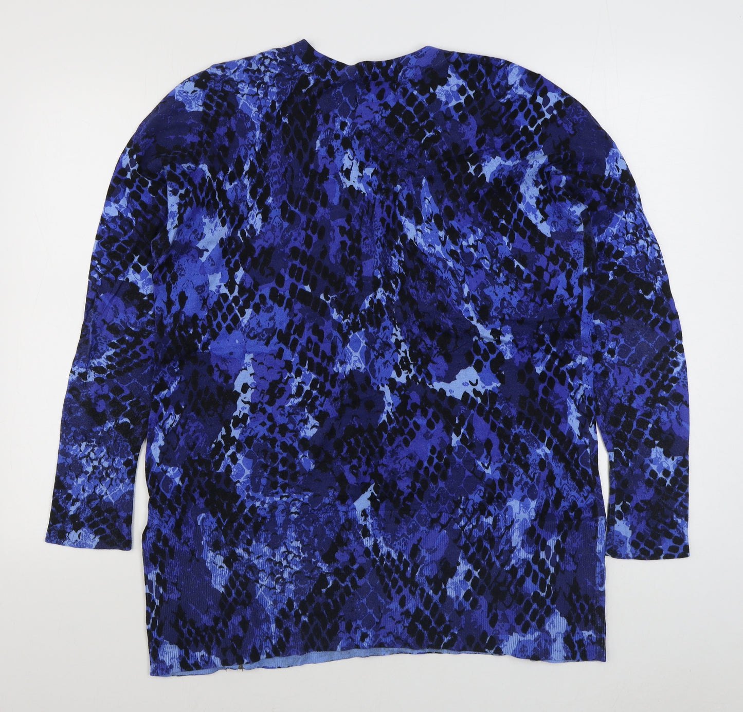Ruth Langsford Womens Blue V-Neck Animal Print Polyester Pullover Jumper Size 16