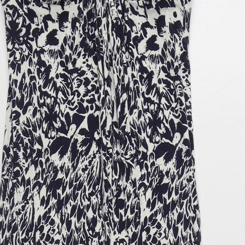 Marks and Spencer Womens Blue Floral Viscose Maxi  Size 18  V-Neck Pullover