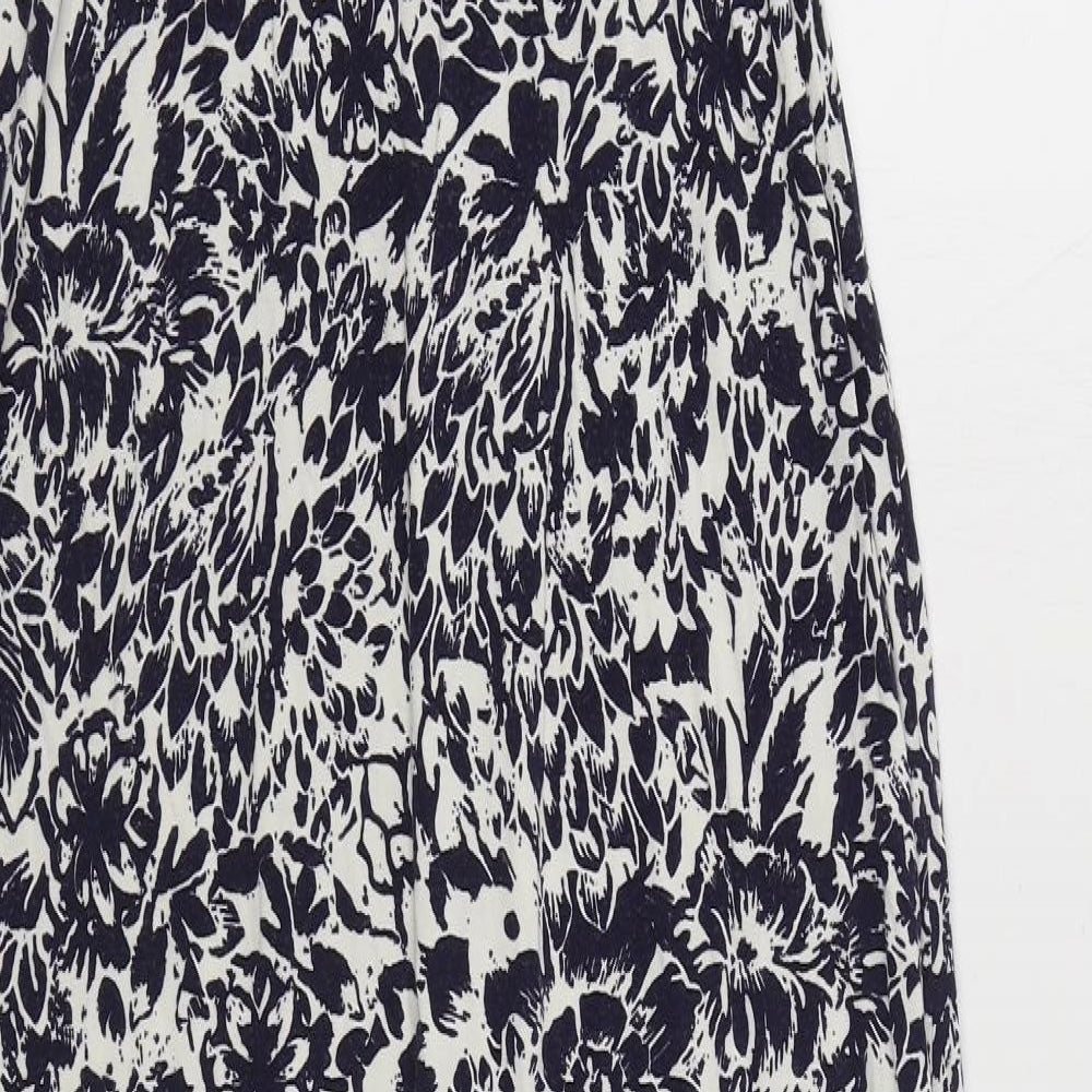 Marks and Spencer Womens Blue Floral Viscose Maxi  Size 18  V-Neck Pullover