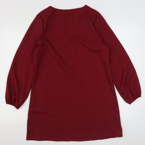 SheIn Womens Red  Polyester A-Line  Size M  V-Neck Pullover