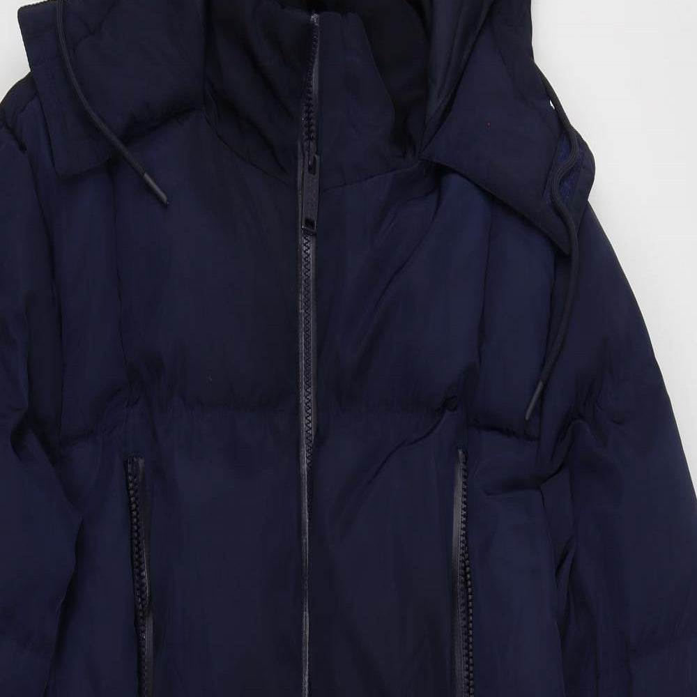 BOOHOO MAN Mens Blue   Parka Coat Size L  Zip