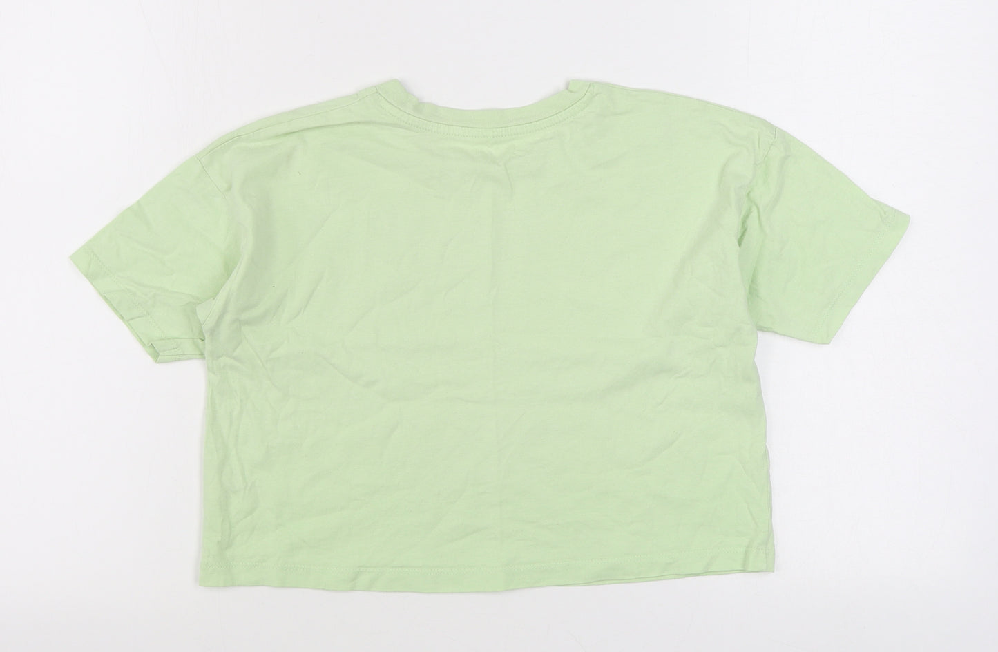 George Girls Green  100% Cotton Basic T-Shirt Size 10-11 Years Round Neck Pullover