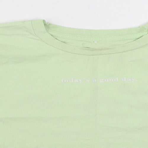 George Girls Green  100% Cotton Basic T-Shirt Size 10-11 Years Round Neck Pullover