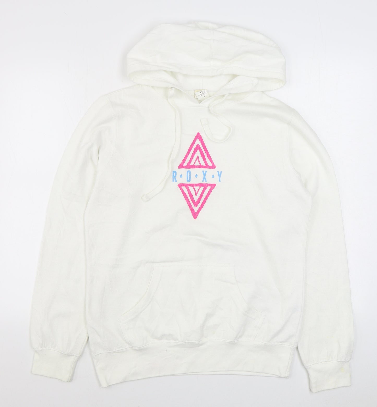ROXY Mens White  Cotton Pullover Hoodie Size S