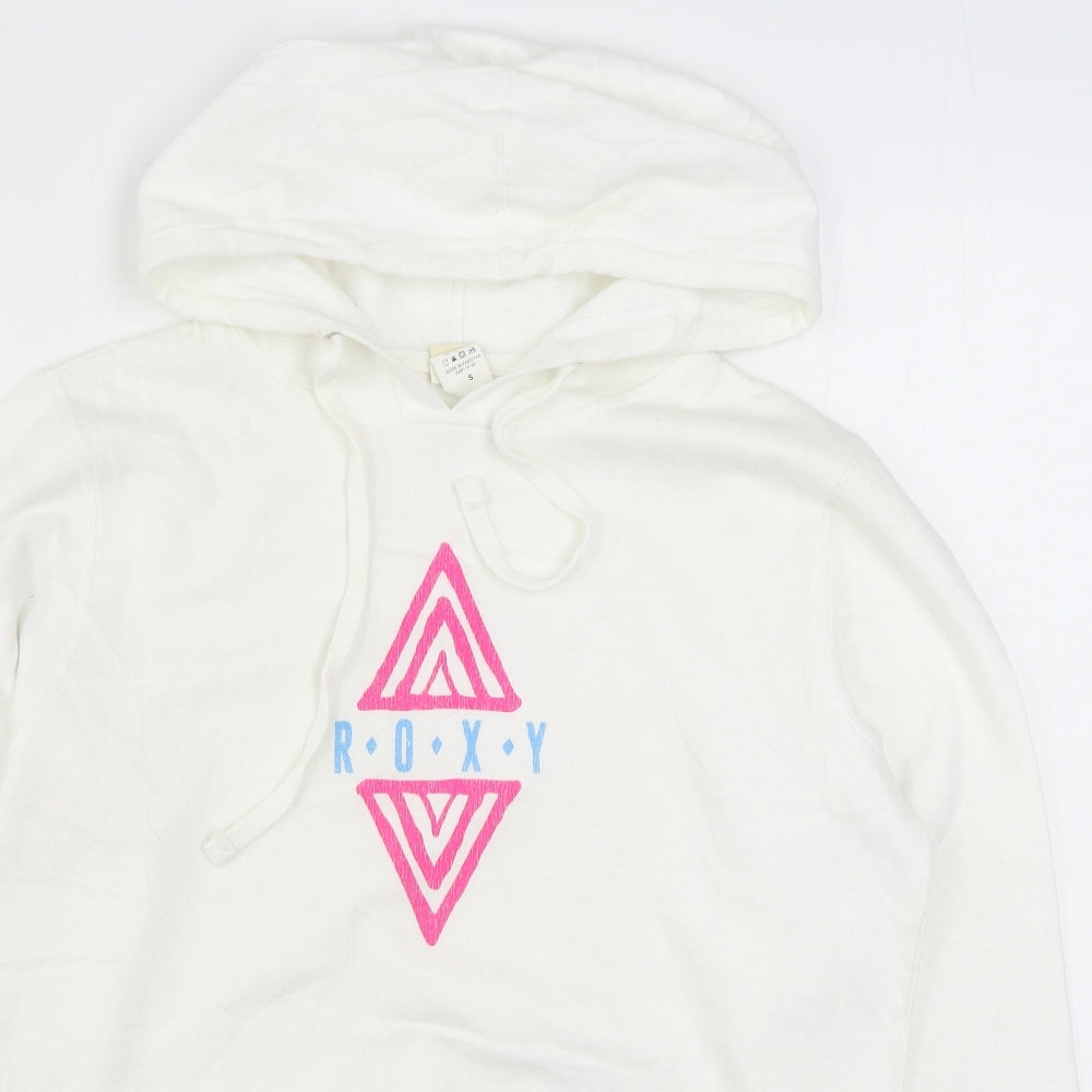 ROXY Mens White  Cotton Pullover Hoodie Size S
