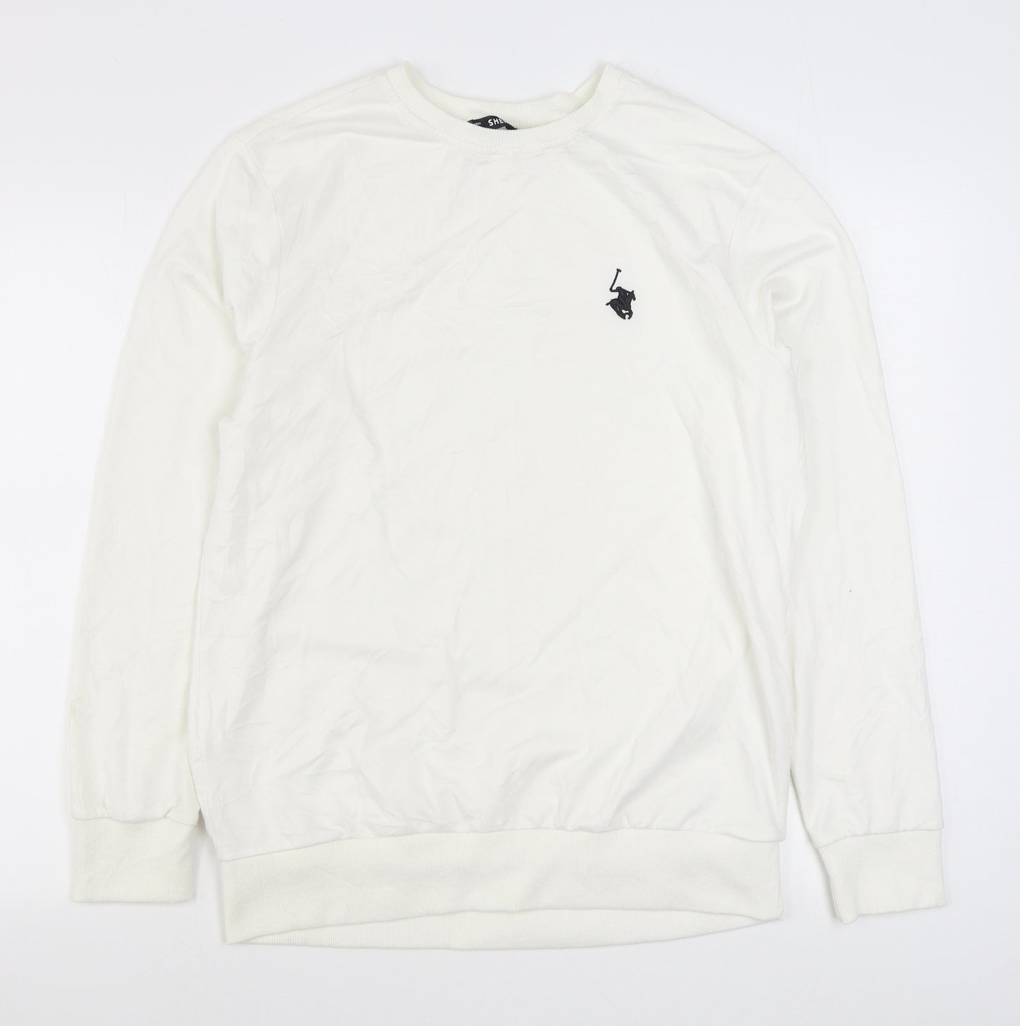 SheIn Mens White  Polyester Pullover Sweatshirt Size M