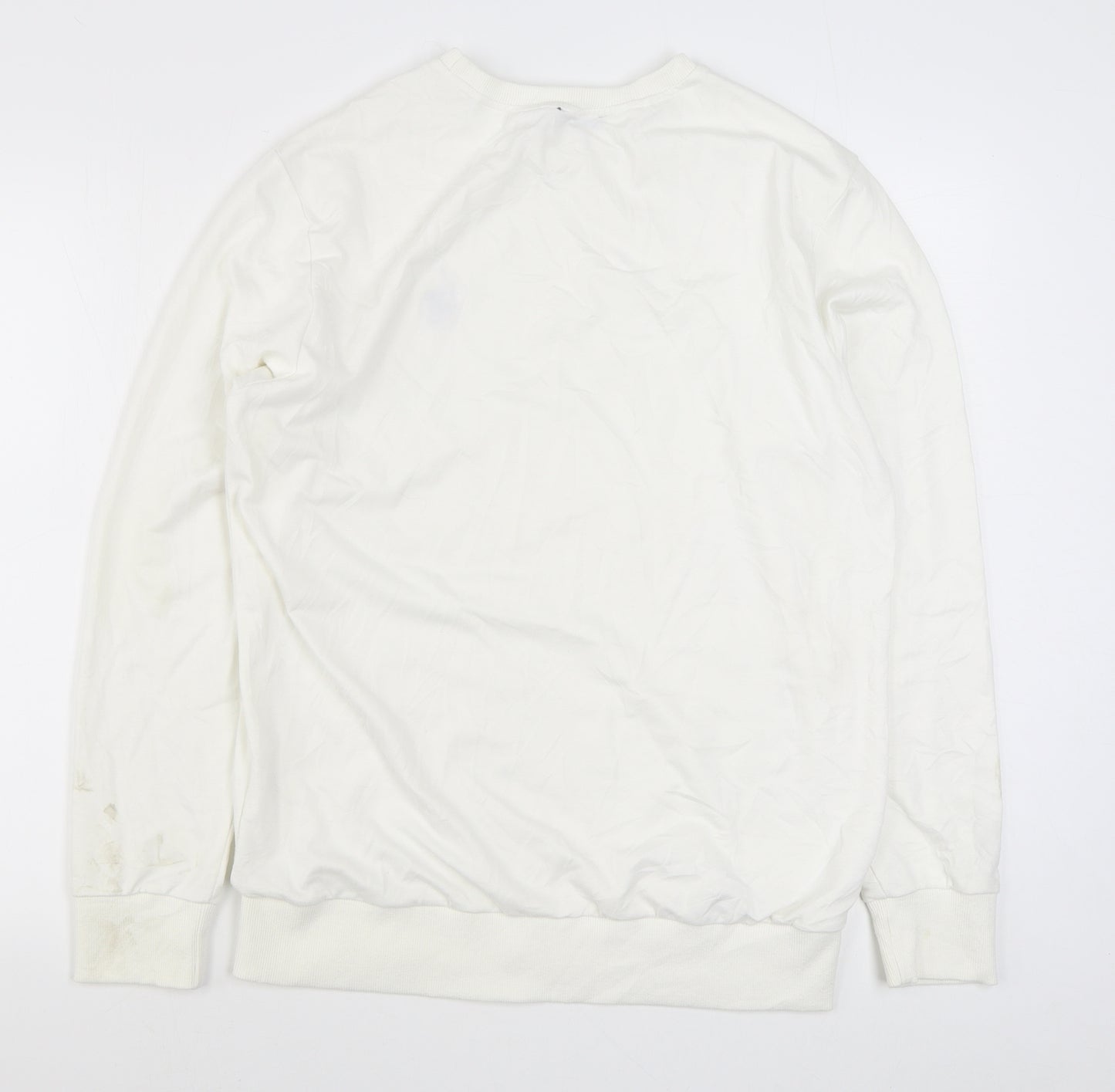 SheIn Mens White  Polyester Pullover Sweatshirt Size M