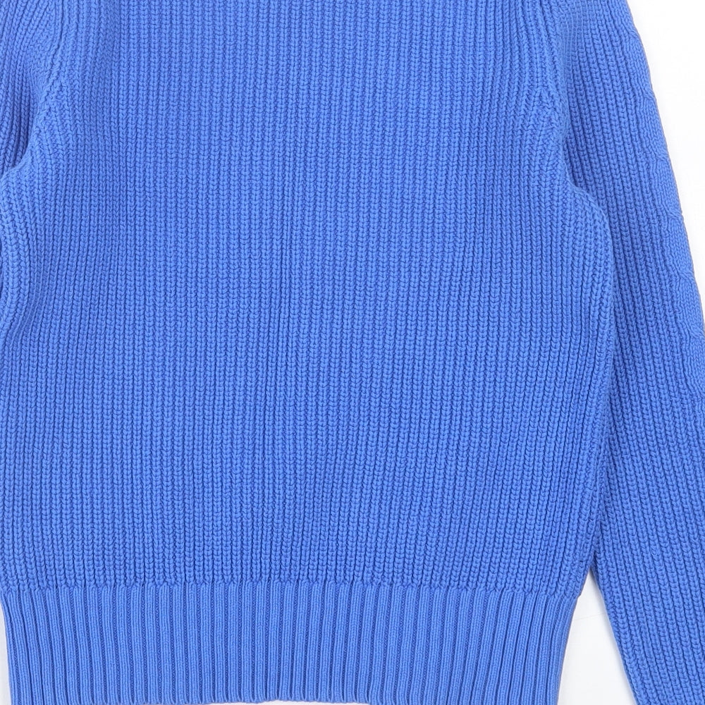 Marks and Spencer Womens Blue Crew Neck  Cotton Pullover Jumper Size S