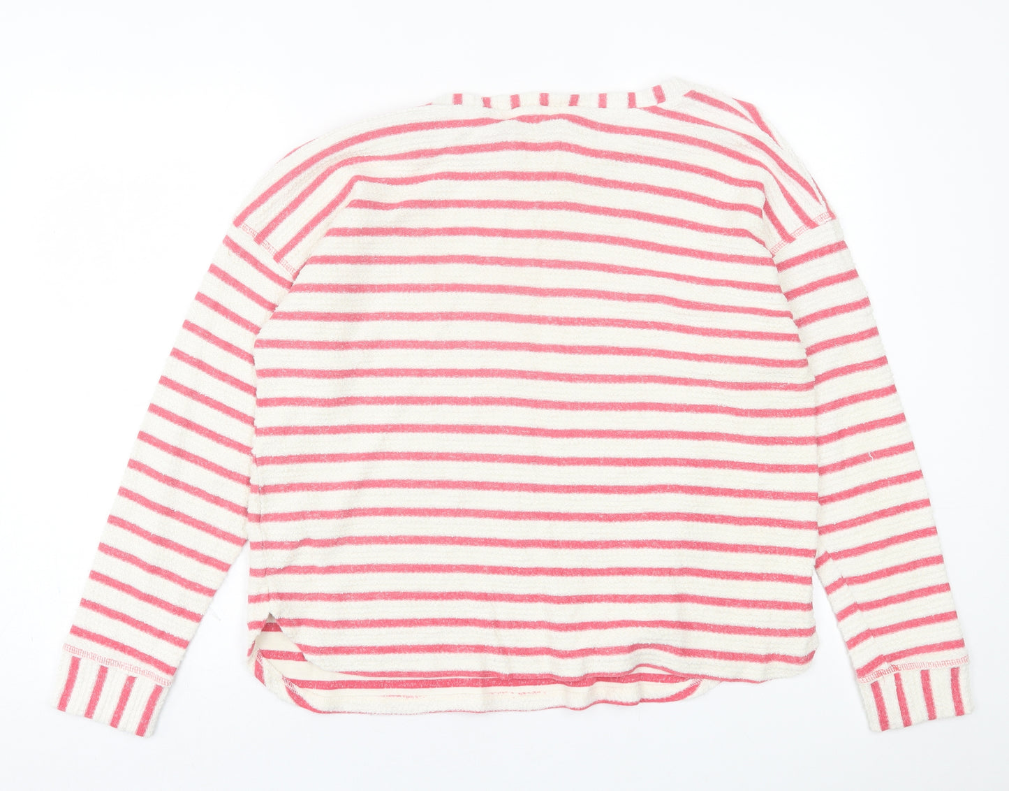 Marks and Spencer Womens Pink Crew Neck Striped Cotton Pullover Jumper Size 18