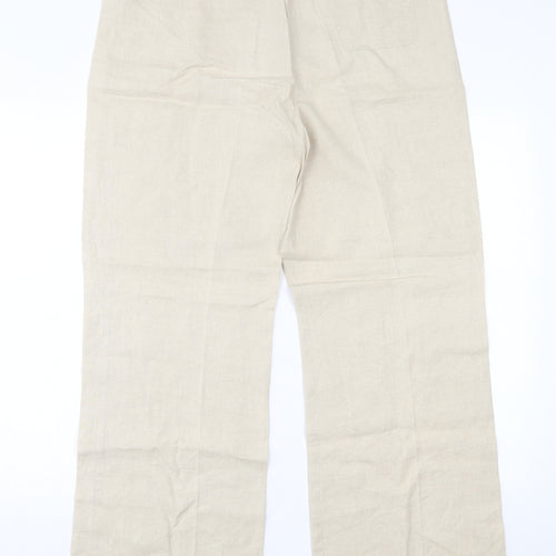 Marks and Spencer Womens Beige  Linen Trousers  Size 16 L30 in Regular Button
