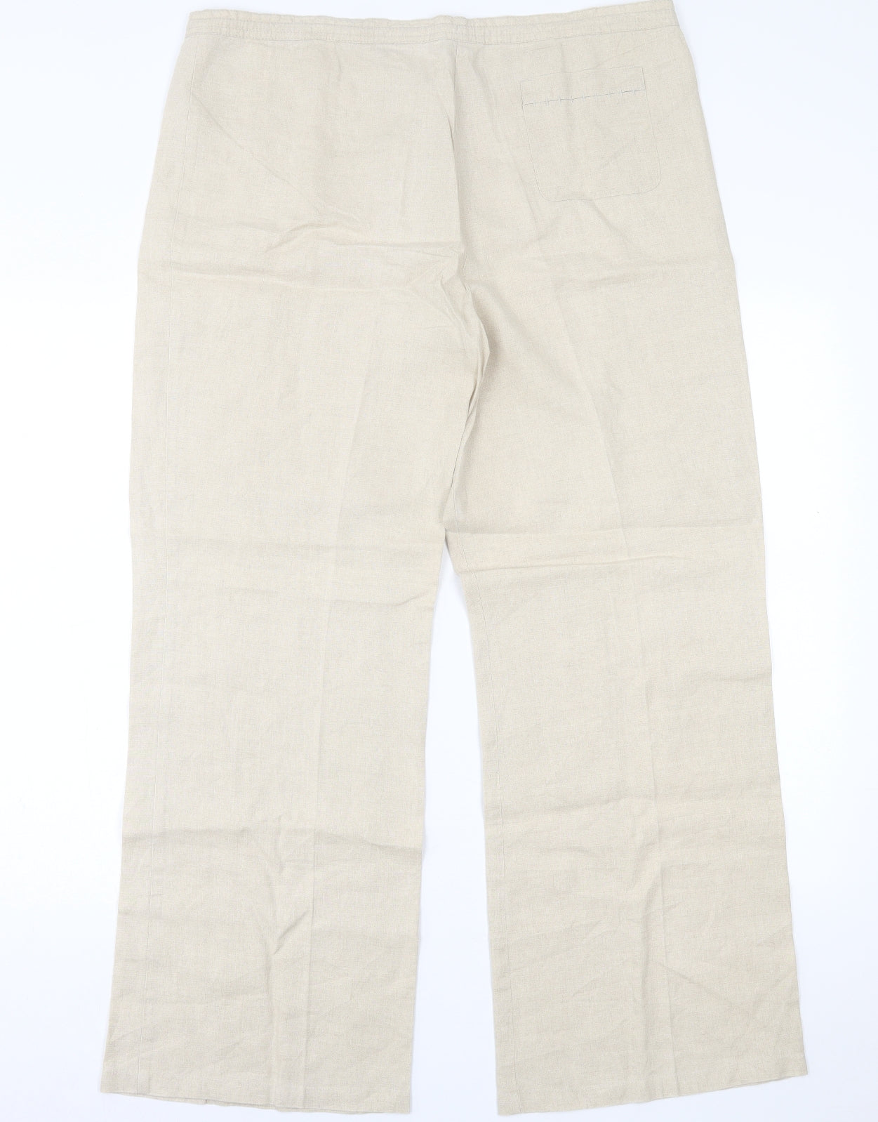 Marks and Spencer Womens Beige  Linen Trousers  Size 16 L30 in Regular Button