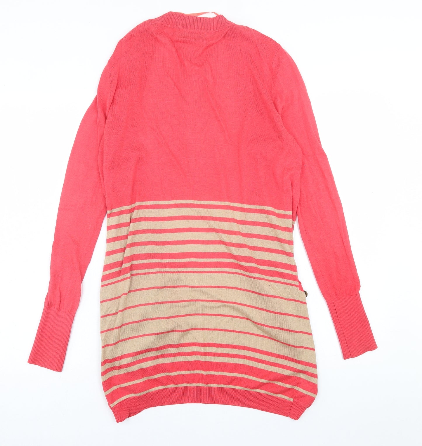 Atmosphere Womens Pink V-Neck Striped Cotton Cardigan Jumper Size 12