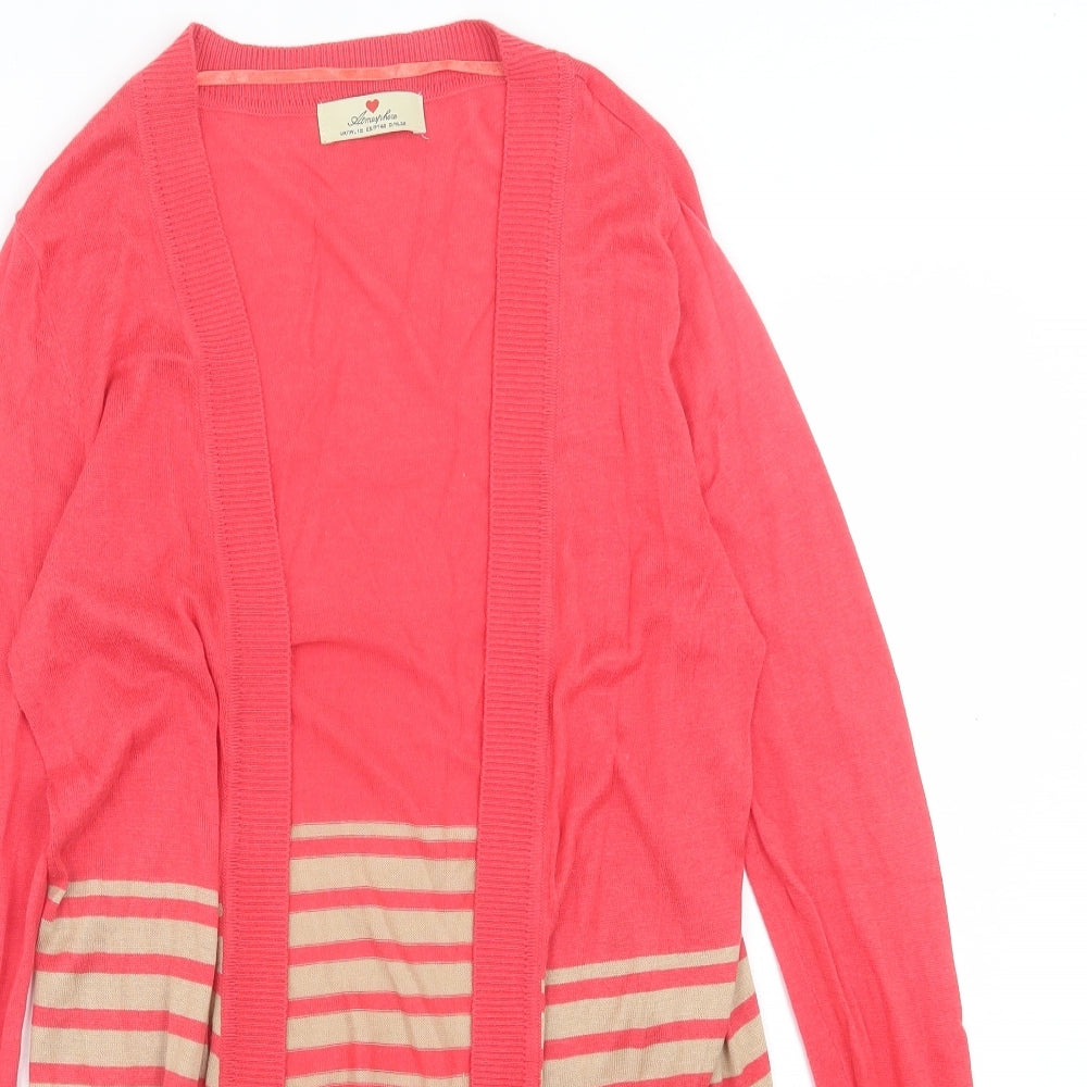 Atmosphere Womens Pink V-Neck Striped Cotton Cardigan Jumper Size 12