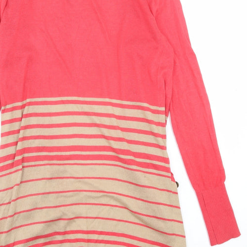 Atmosphere Womens Pink V-Neck Striped Cotton Cardigan Jumper Size 12