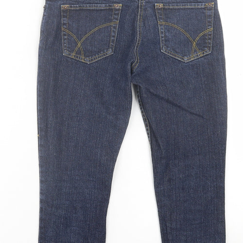 Denim & Co. Womens Blue  Cotton Bermuda Shorts Size 8 L18 in Regular Button
