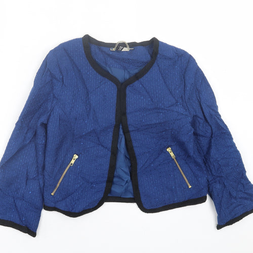 H&M Womens Blue   Jacket Blazer Size 8  Hook & Eye