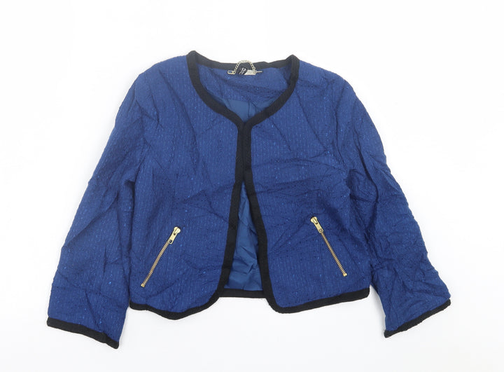 H&M Womens Blue   Jacket Blazer Size 8  Hook & Eye