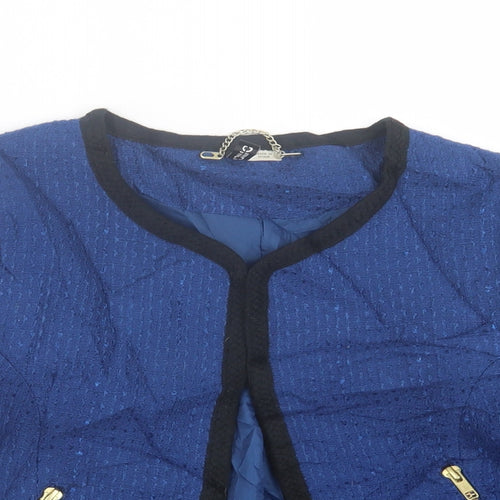 H&M Womens Blue   Jacket Blazer Size 8  Hook & Eye