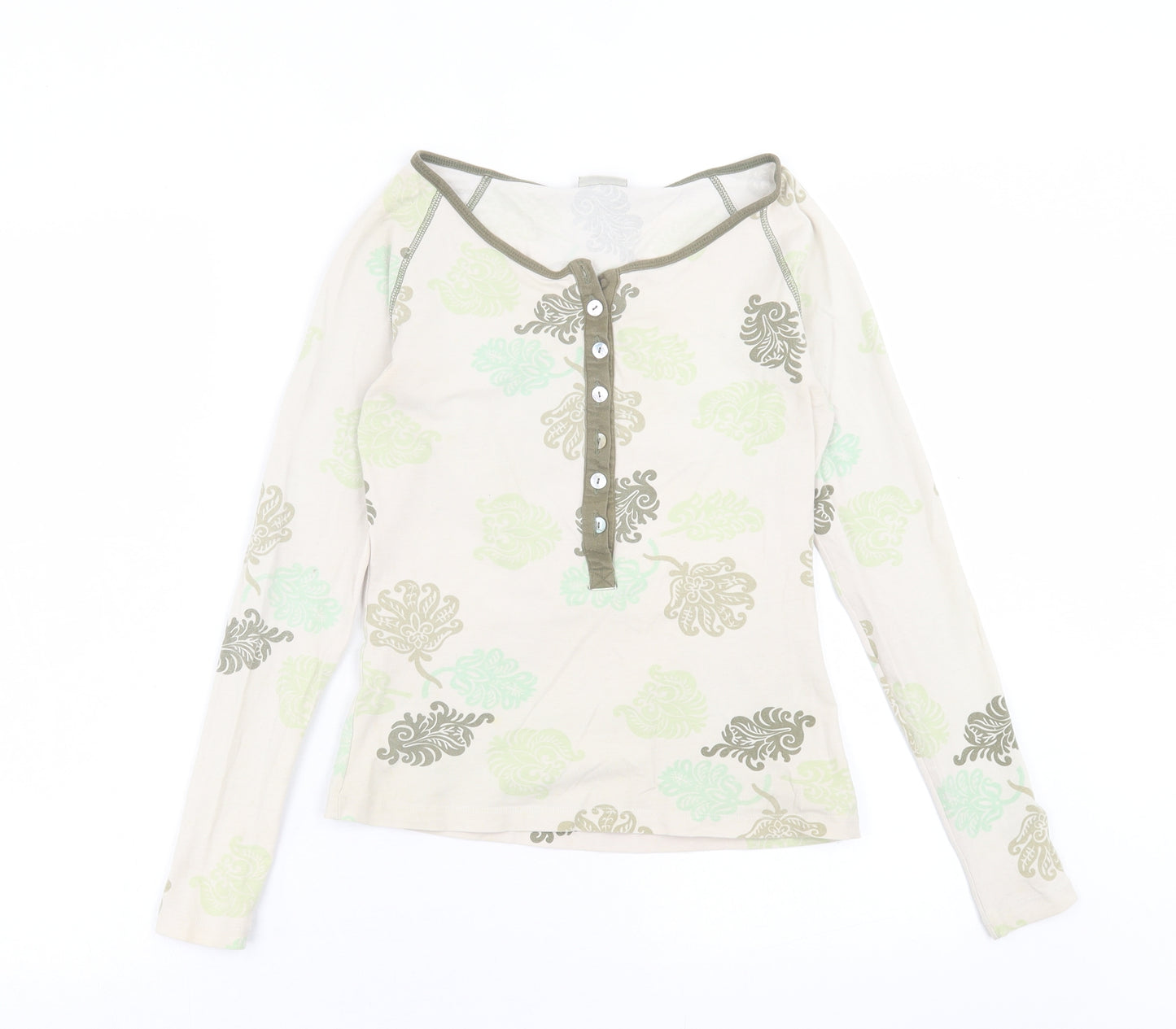 Noa Noa  Womens Beige Floral Cotton Basic T-Shirt Size S Scoop Neck
