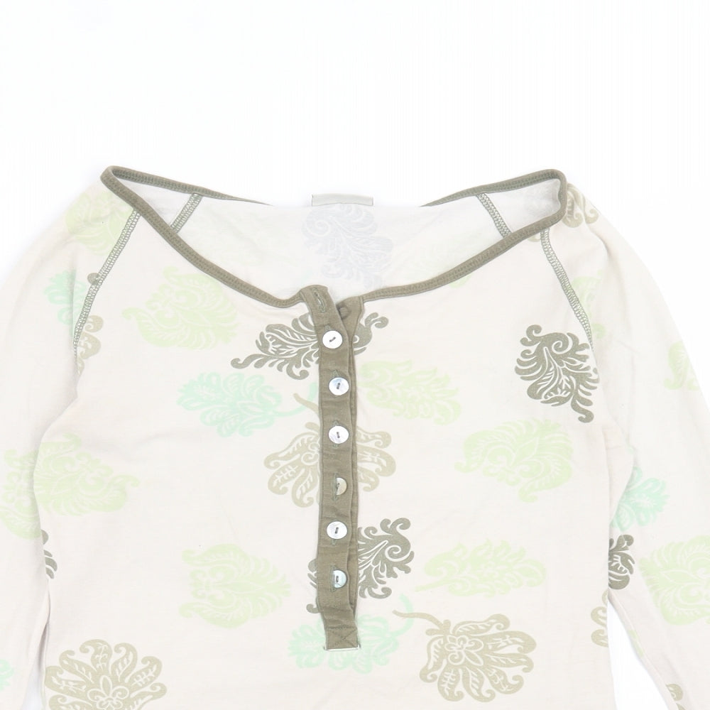 Noa Noa  Womens Beige Floral Cotton Basic T-Shirt Size S Scoop Neck