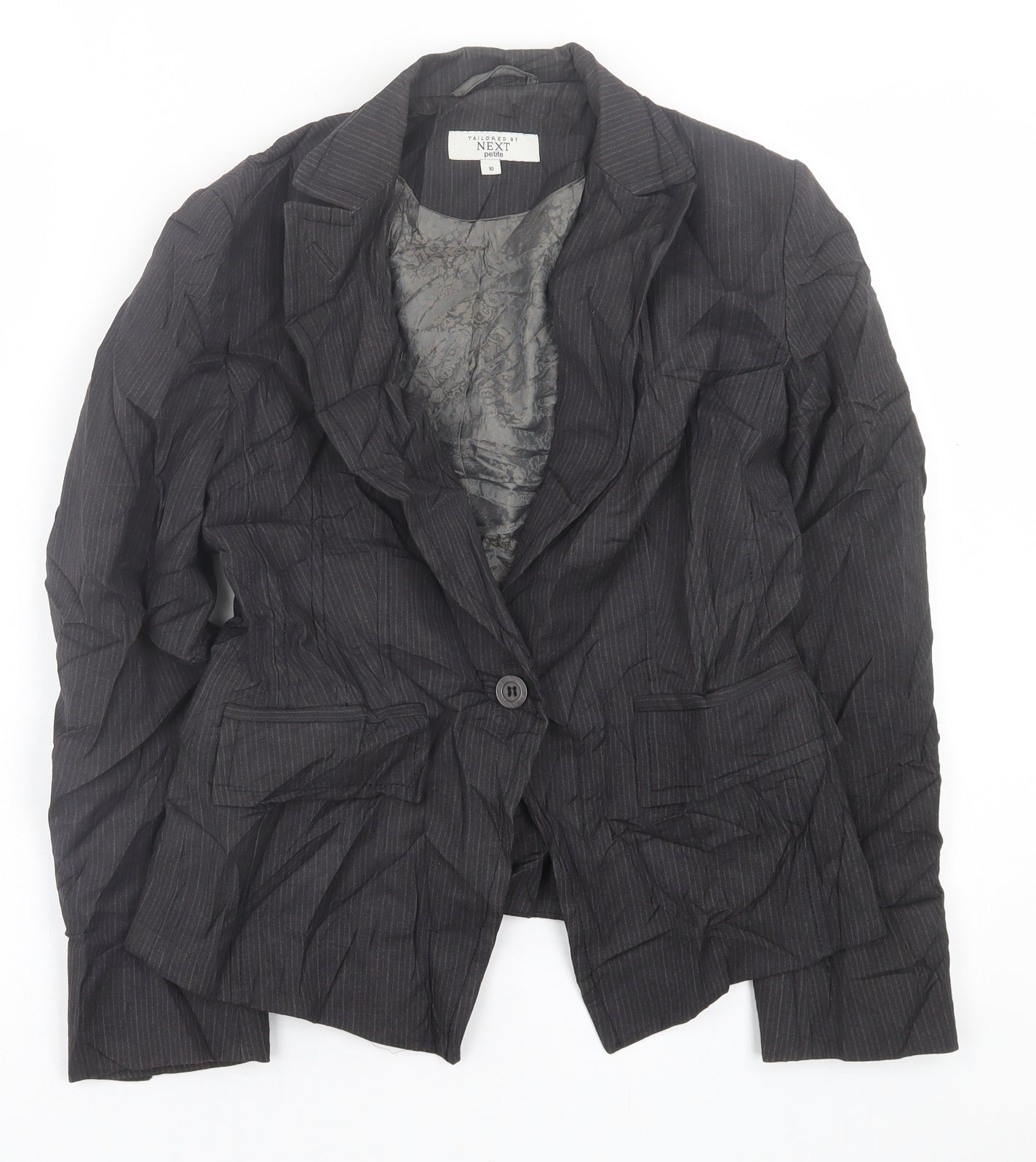 NEXT Womens Black Striped  Jacket Blazer Size 10  Button