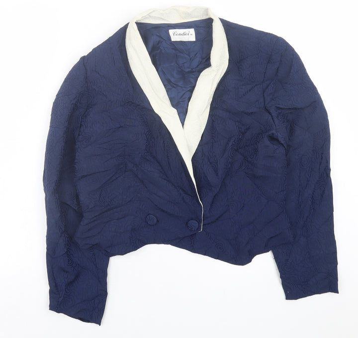 Condici Womens Blue Geometric  Jacket Blazer Size 14  Button
