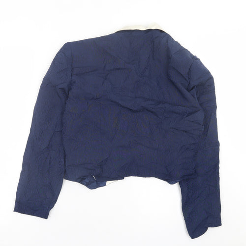 Condici Womens Blue Geometric  Jacket Blazer Size 14  Button
