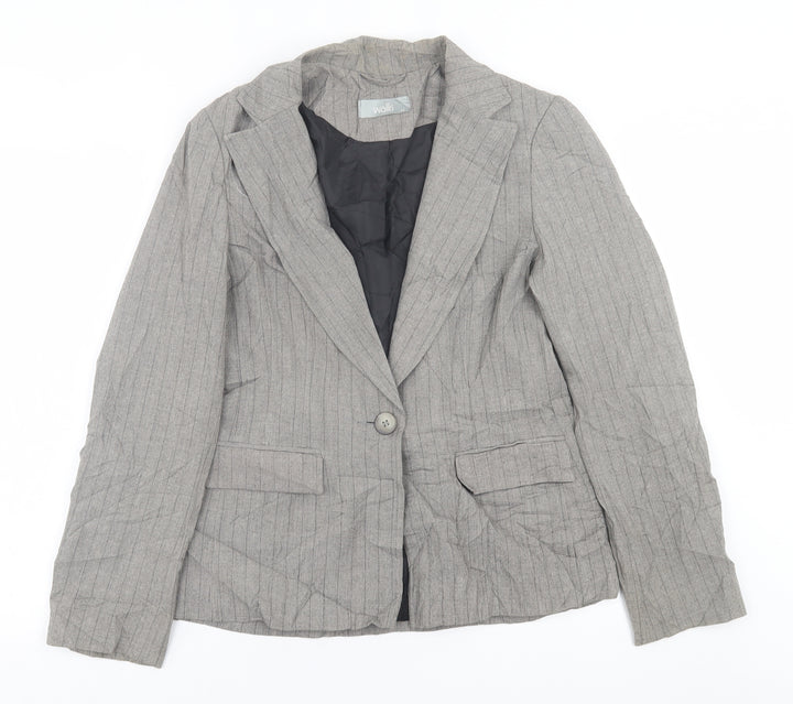 Wallis Womens Grey Striped  Jacket Blazer Size 12  Button