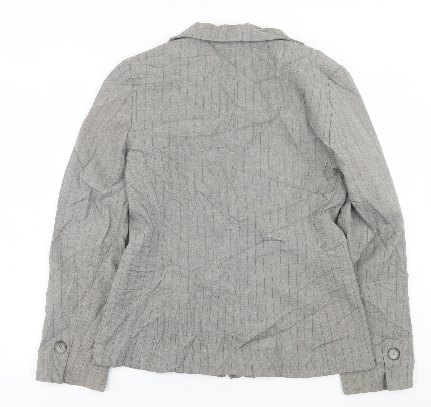 Wallis Womens Grey Striped  Jacket Blazer Size 12  Button