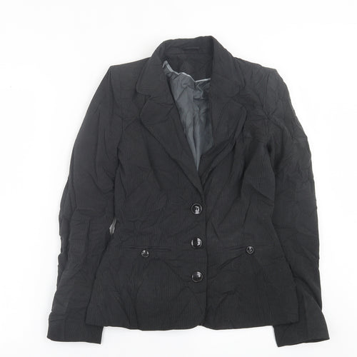 NEXT Womens Black Striped  Jacket Blazer Size 8  Button