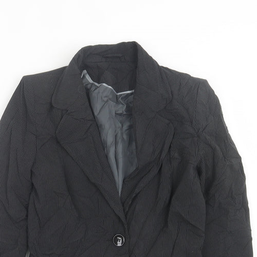 NEXT Womens Black Striped  Jacket Blazer Size 8  Button