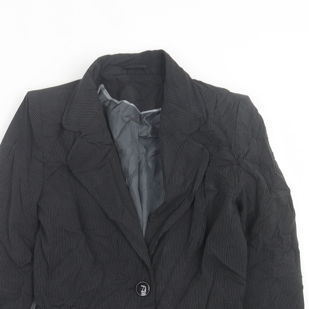 NEXT Womens Black Striped  Jacket Blazer Size 8  Button