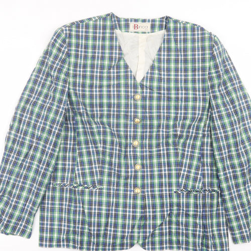 Bianca Womens Beige Plaid  Jacket Blazer Size 16  Button