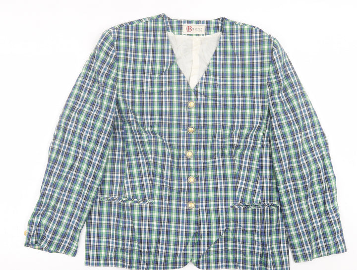 Bianca Womens Beige Plaid Jacket Blazer Size 16 Button