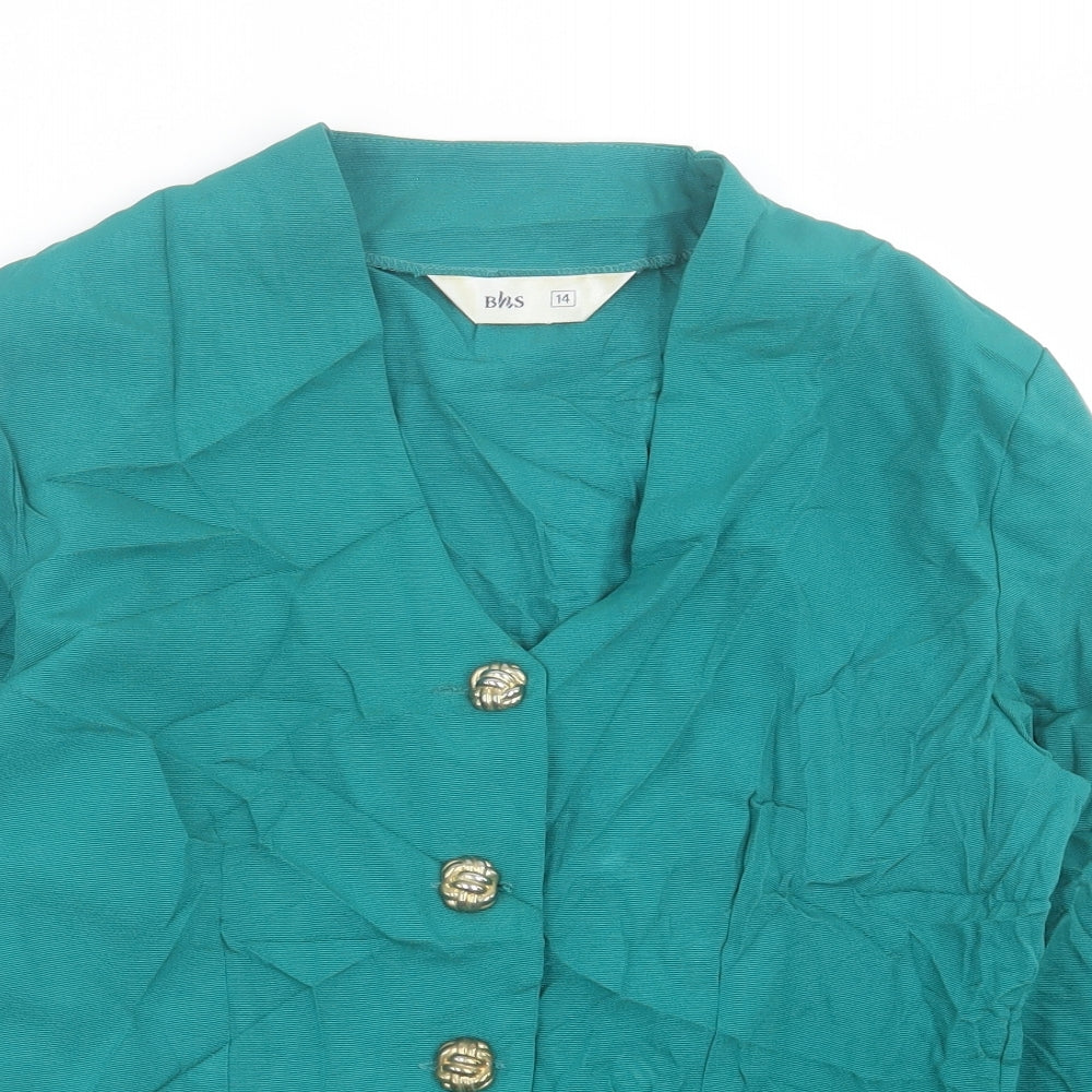 BHS Womens Green   Jacket Blazer Size 14  Button