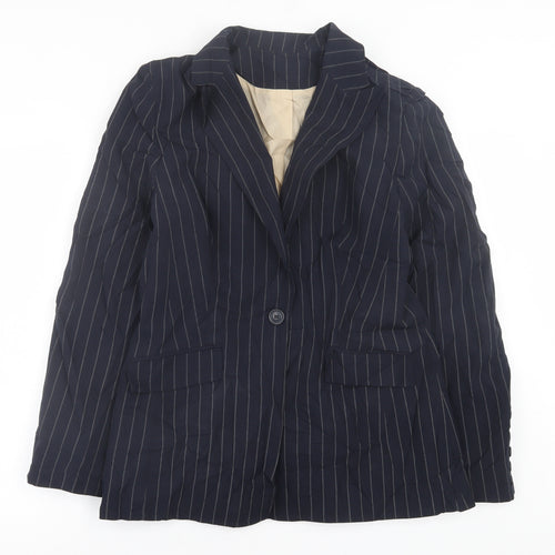 Dorothy Perkins Womens Blue Striped  Jacket Blazer Size 14  Button
